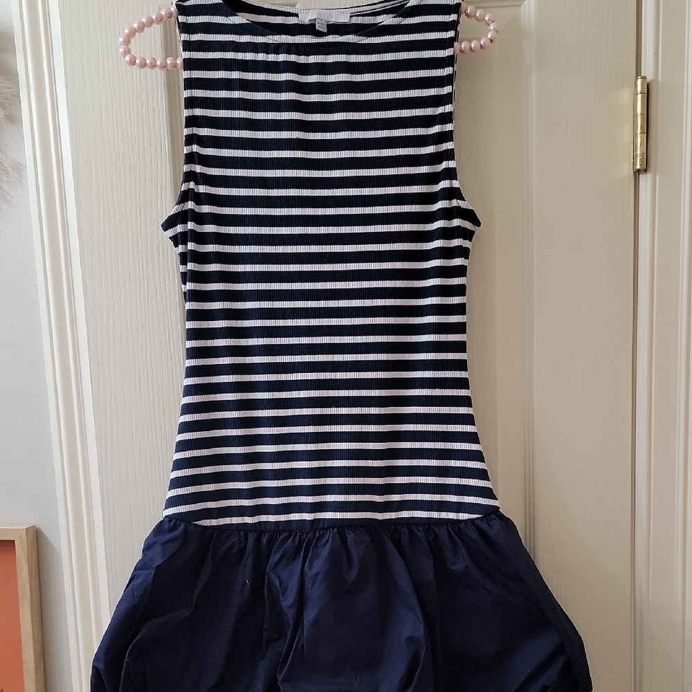 Navy and White Striped Dress